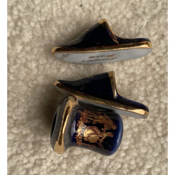 LIMOGE MINIATURE TOP HAT AND SLIPPERS COLBALT BLUE - Picture 3 of 4